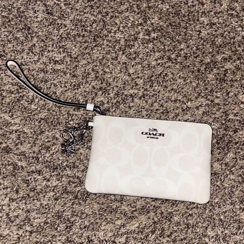 Coach Ivory & Silver Signature Wristlet